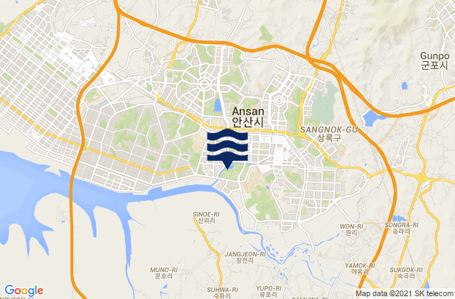 Mappa delle maree di Ansan-si, South Korea
