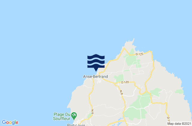 Mappa delle maree di Anse-Bertrand, Guadeloupe