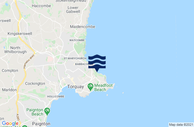 Mappa delle maree di Ansteys Cove Beach, United Kingdom