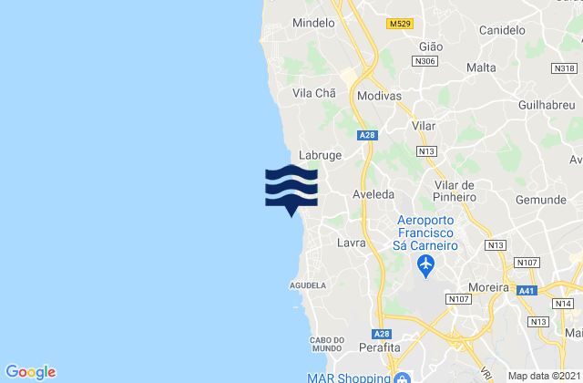 Mappa delle maree di Anta, Portugal