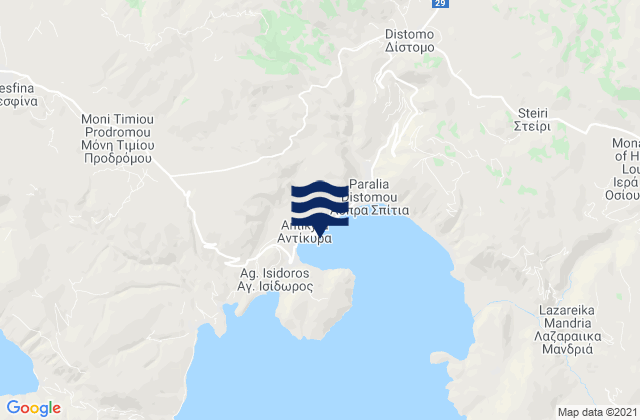 Mappa delle maree di Antikyra, Greece