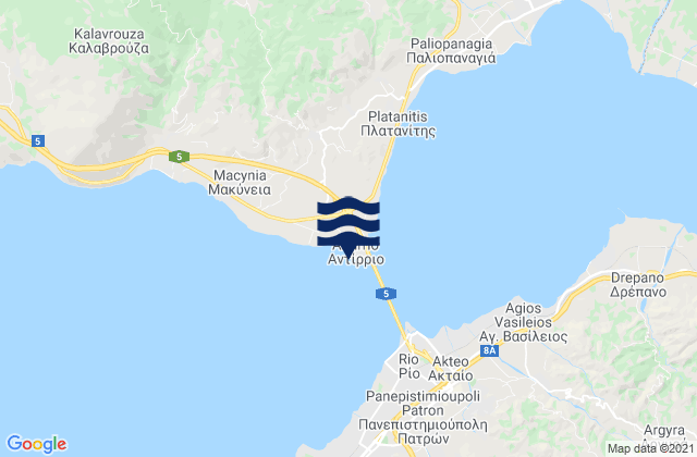 Mappa delle maree di Antirrio, Greece