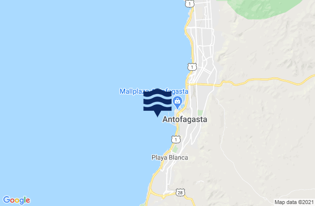 Mappa delle maree di Antofagasta, Chile