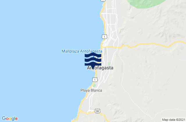Mappa delle maree di Antofagasta, Chile