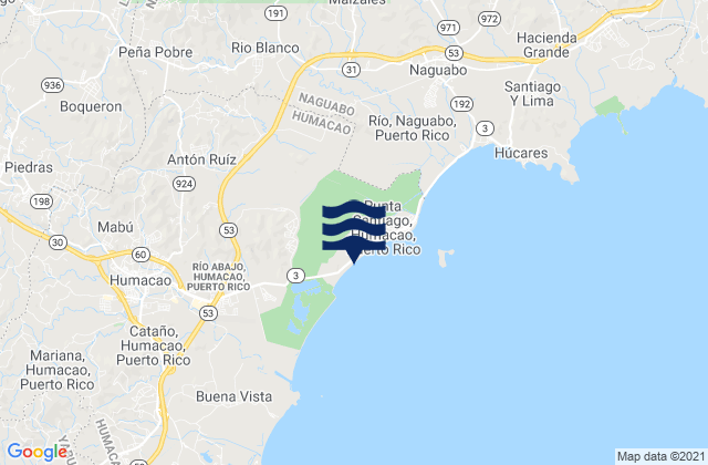 Mappa delle maree di Antón Ruíz Barrio, Puerto Rico