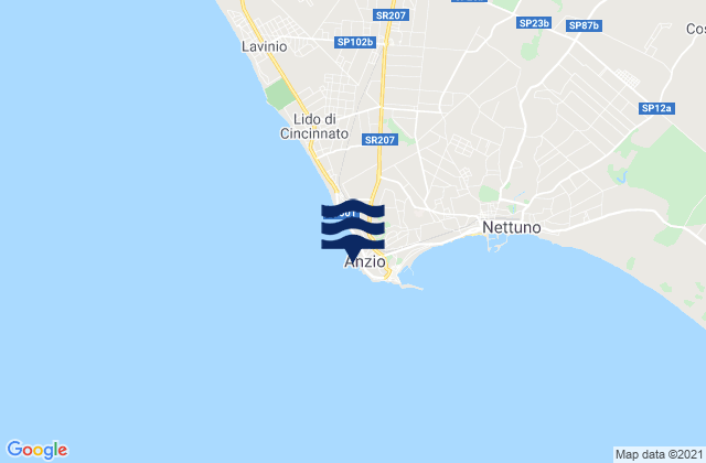 Mappa delle maree di Anzio, Italy