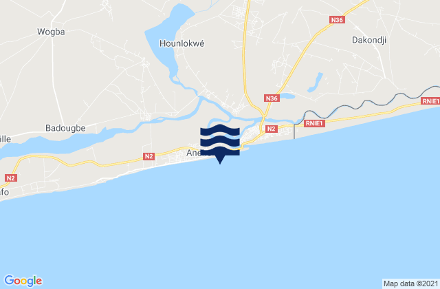 Mappa delle maree di Aného, Togo