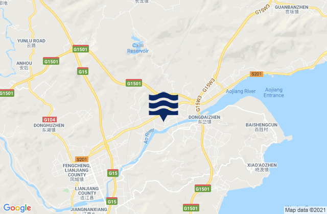 Mappa delle maree di Aojiang, China