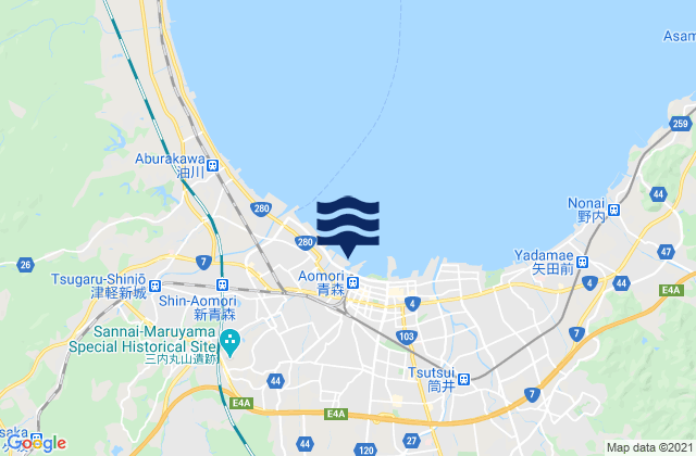 Mappa delle maree di Aomori Ko Mutsu Kaiwan, Japan