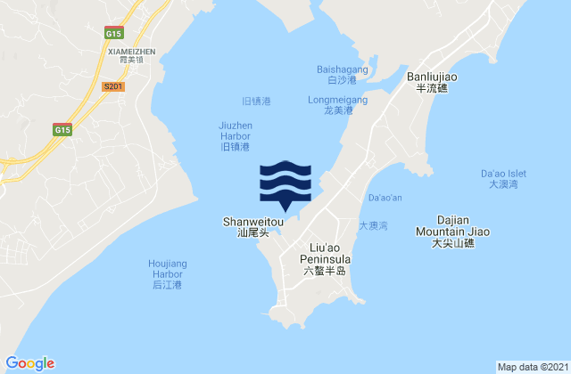 Mappa delle maree di Aozhong, China