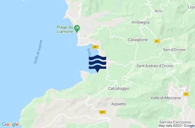 Mappa delle maree di Appietto, France