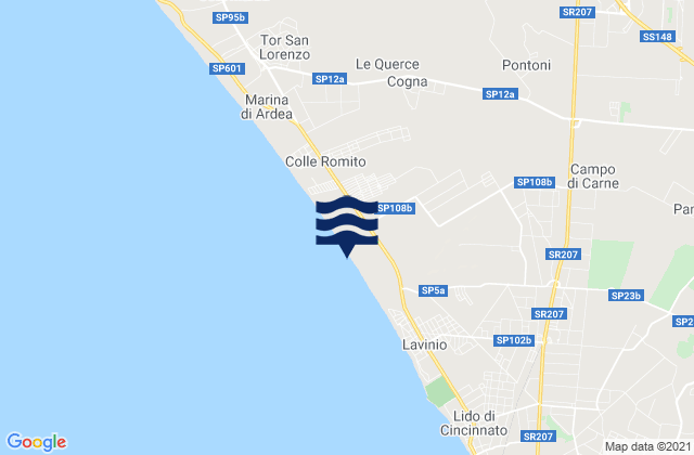 Mappa delle maree di Aprilia, Italy