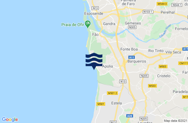 Mappa delle maree di Apúlia, Portugal