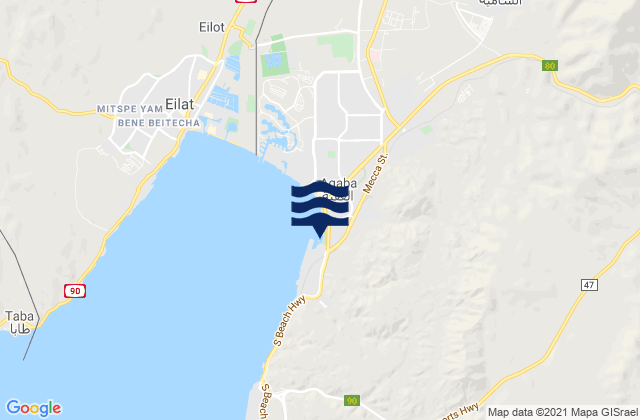 Mappa delle maree di Aqaba Gulf of Aqaba, Jordan
