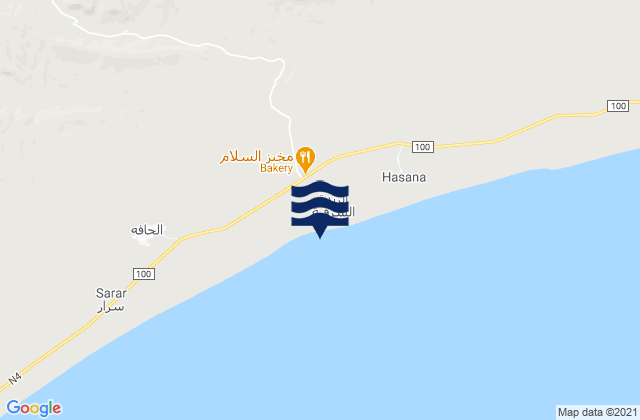 Mappa delle maree di Ar Raydah, Yemen