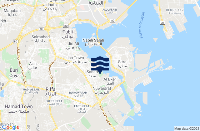 Mappa delle maree di Ar Rifā‘, Bahrain