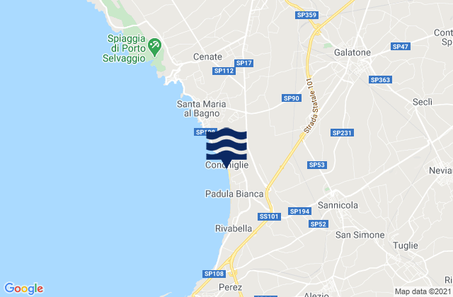Mappa delle maree di Aradeo, Italy