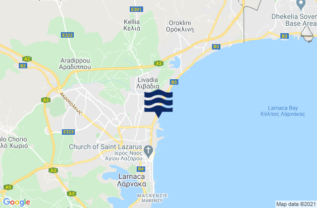 Mappa delle maree di Aradíppou, Cyprus