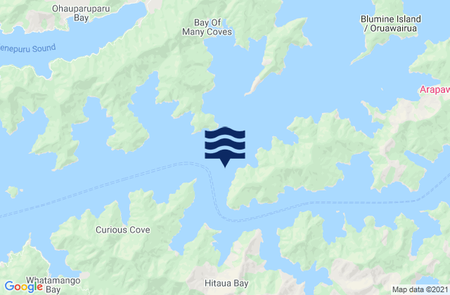 Mappa delle maree di Arapawa Island, New Zealand