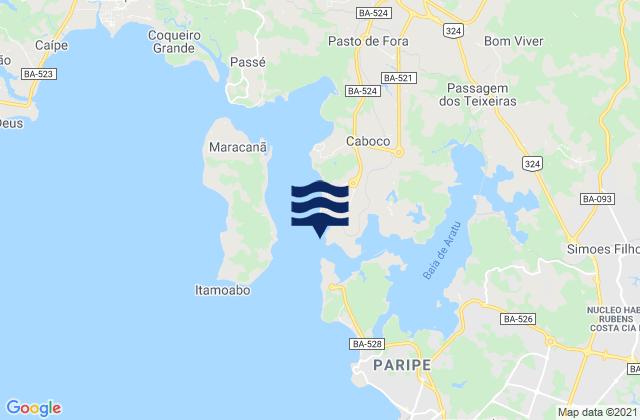 Mappa delle maree di Aratu, Brazil