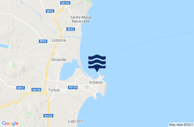 Mappa delle maree di Arbatax Port, Italy
