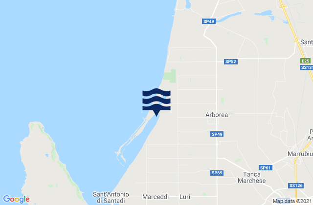 Mappa delle maree di Arborea, Italy