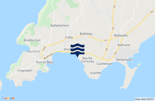 Mappa delle maree di Arbory, Isle of Man