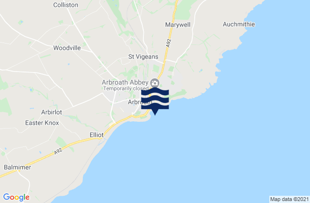 Mappa delle maree di Arbroath, United Kingdom