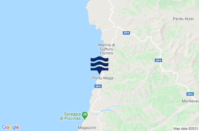 Mappa delle maree di Arbus, Italy