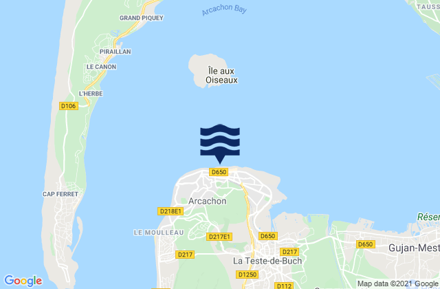 Mappa delle maree di Arcachon, France