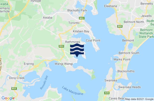 Mappa delle maree di Arcadia vale, Australia