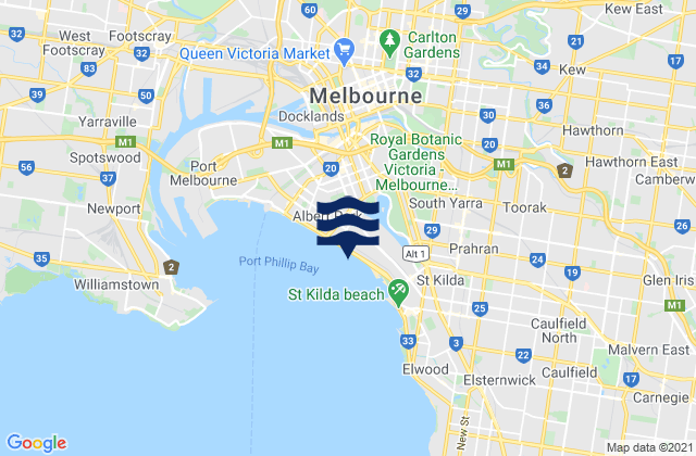 Mappa delle maree di Archies, Australia