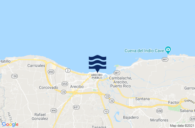 Mappa delle maree di Arecibo Barrio-Pueblo, Puerto Rico
