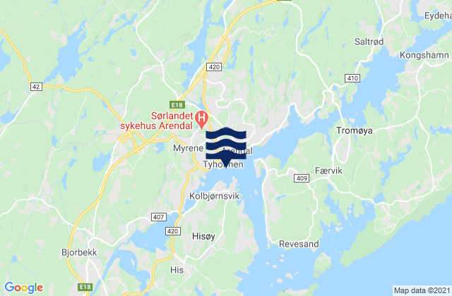 Mappa delle maree di Arendal, Norway