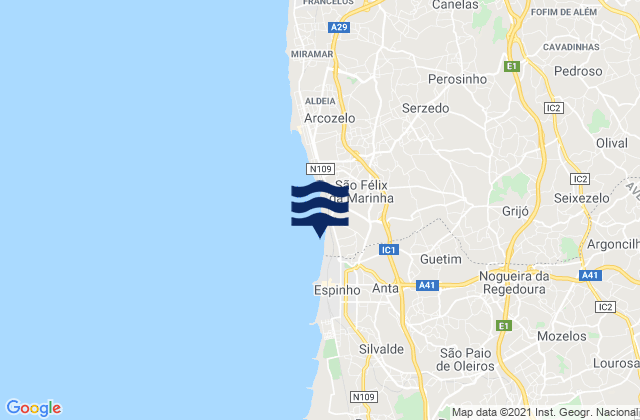 Mappa delle maree di Argoncilhe, Portugal