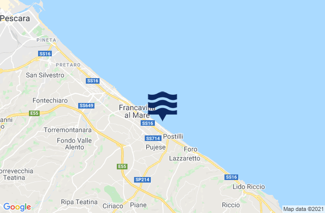 Mappa delle maree di Ari, Italy
