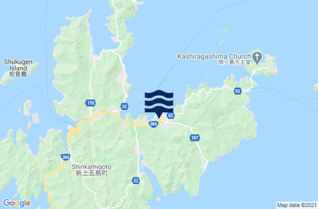 Mappa delle maree di Arikawa Wan Nakadori Shima, Japan