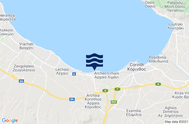 Mappa delle maree di Arkhaía Kórinthos, Greece