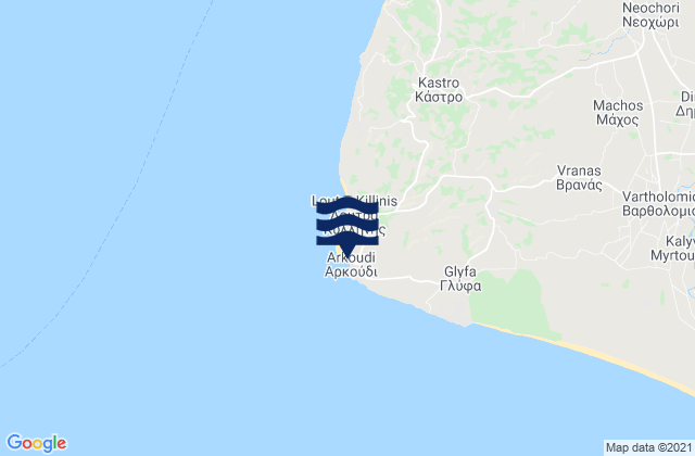 Mappa delle maree di Arkoúdi, Greece