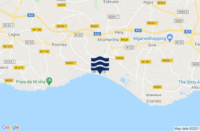Mappa delle maree di Armação de Pêra, Portugal