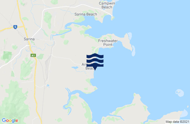 Mappa delle maree di Armstrong Beach, Australia