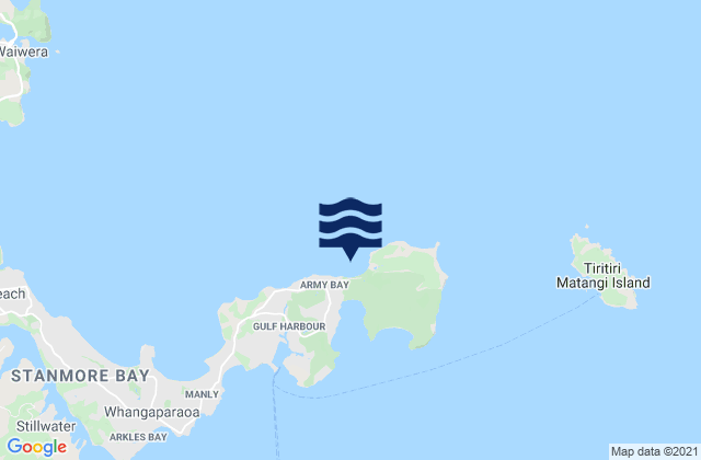 Mappa delle maree di Army Bay, New Zealand