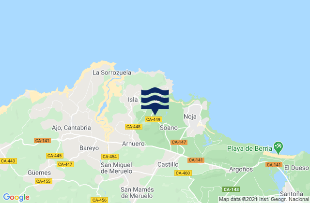 Mappa delle maree di Arnuero, Spain