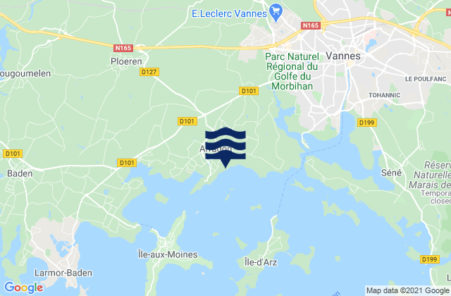 Mappa delle maree di Arradon, France