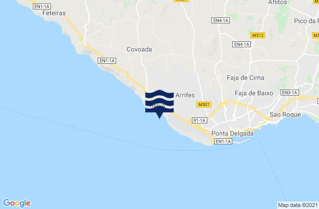 Mappa delle maree di Arrifes, Portugal