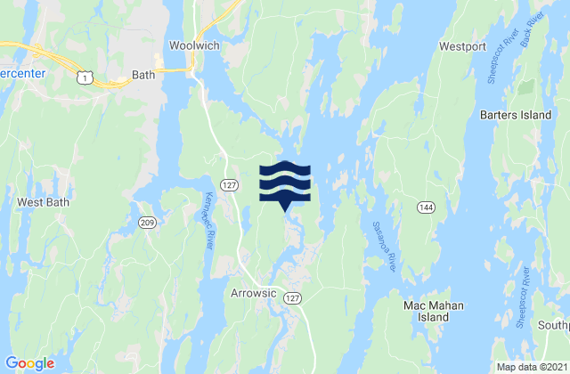 Mappa delle maree di Arrowsic Island, United States
