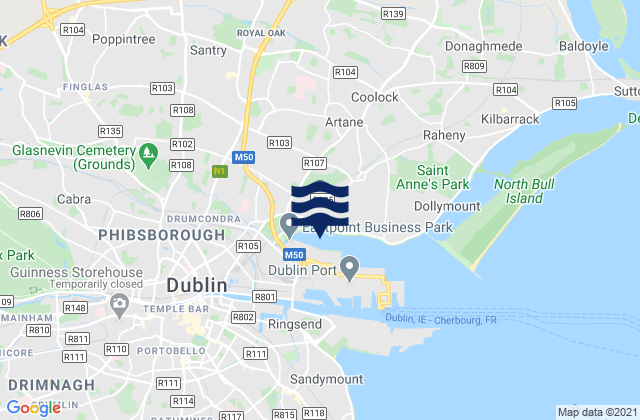 Mappa delle maree di Artane, Ireland