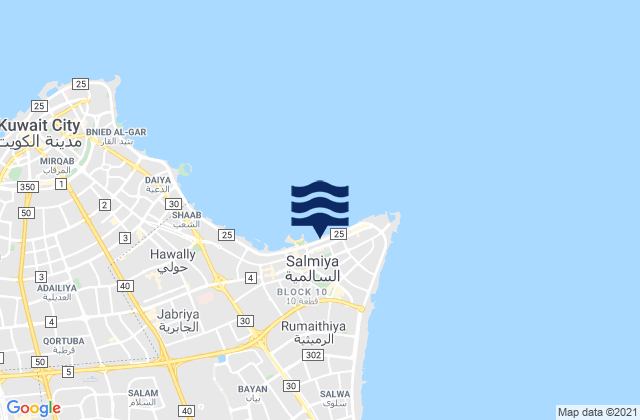Mappa delle maree di As Sālimīyah, Kuwait