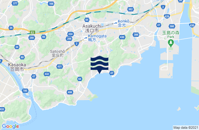 Mappa delle maree di Asakuchi Shi, Japan