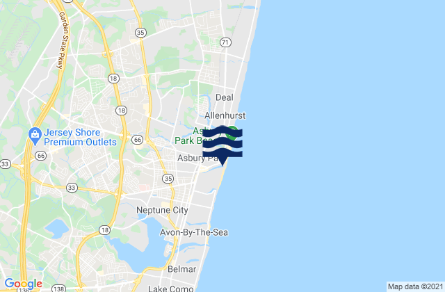 Mappa delle maree di Asbury Park, United States